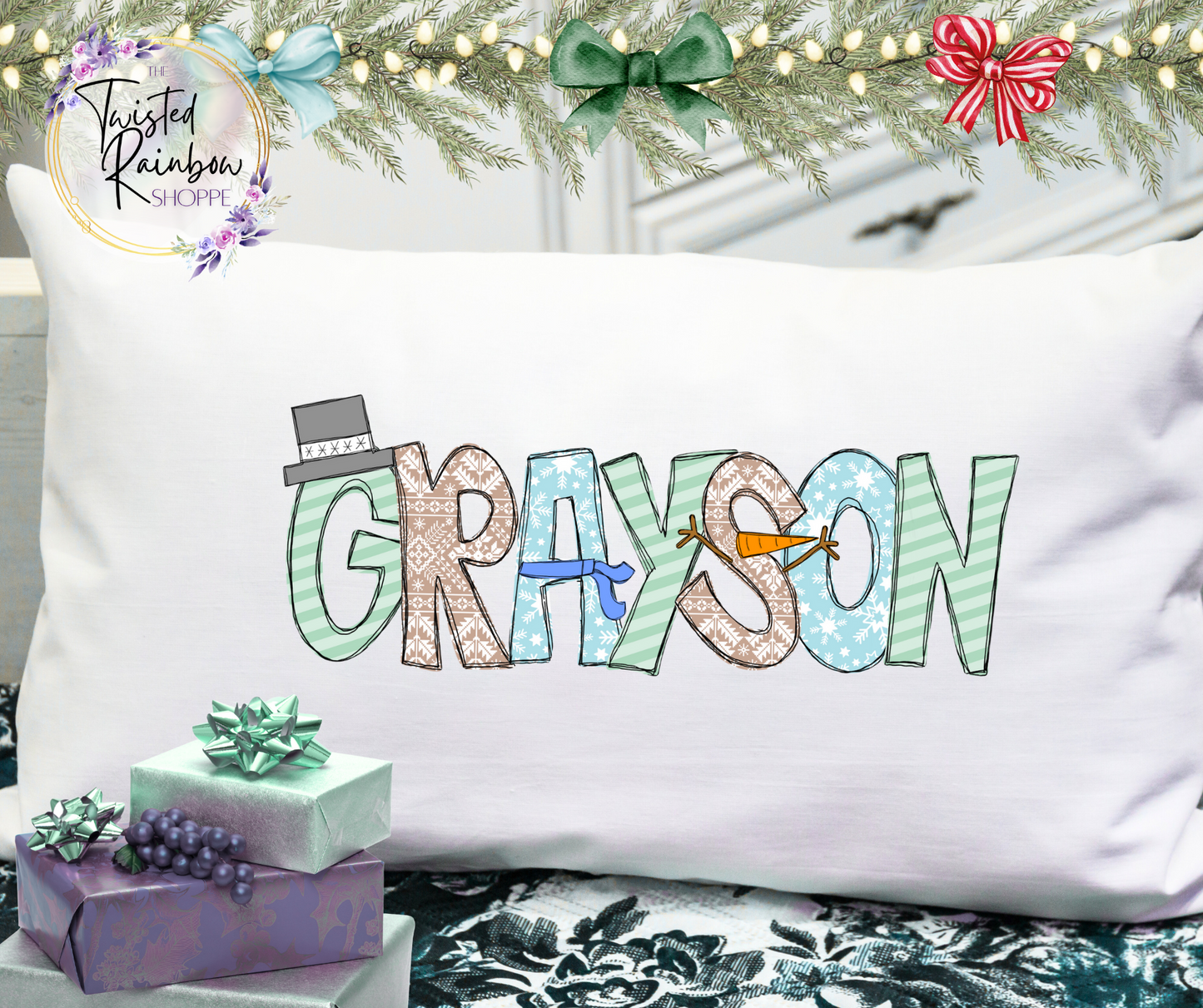 CUSTOMIZED Christmas Pillowcase Blue