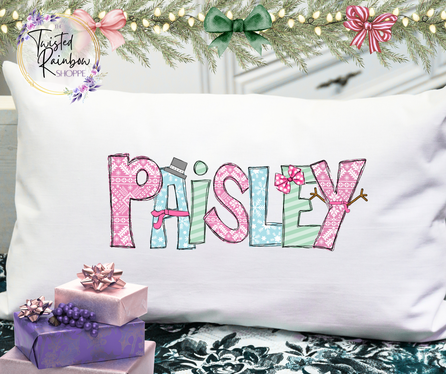 CUSTOMIZED Christmas Pillowcase Pink